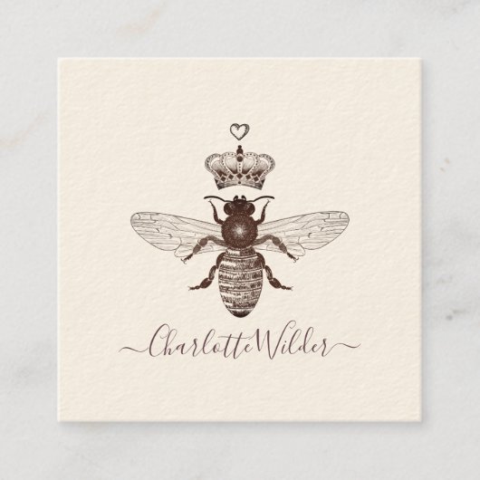 Queen Bee Crown Script Signature Telefonnummerkarte (Vorderseite)