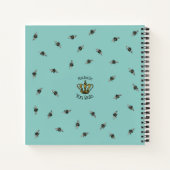 Queen Bee & Crown Turquoise Floral Monogram Notizblock (Rückseite)
