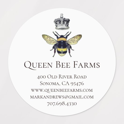 Queen Bee & Crown White Etiketten (Design 1)