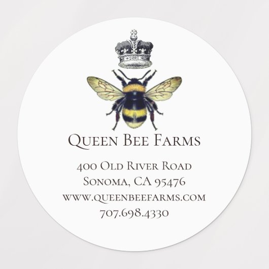 Queen Bee & Crown White Labels Etiketten (Design 1)