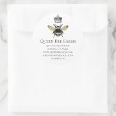Queen Bee Crown White Labels Runder Aufkleber (Tasche)