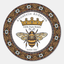 Queen Bee Elegant Frame Honey Label personalisiere