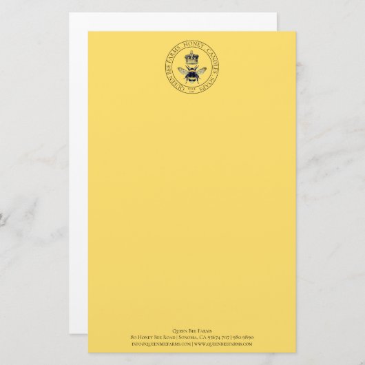 Queen Bee Farm Apiary Honey Business Letterhead Briefpapier (Vorne/Hinten)