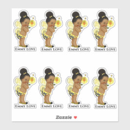 Queen Bee Girl Wings Yellow Black Stripes Aufkleber