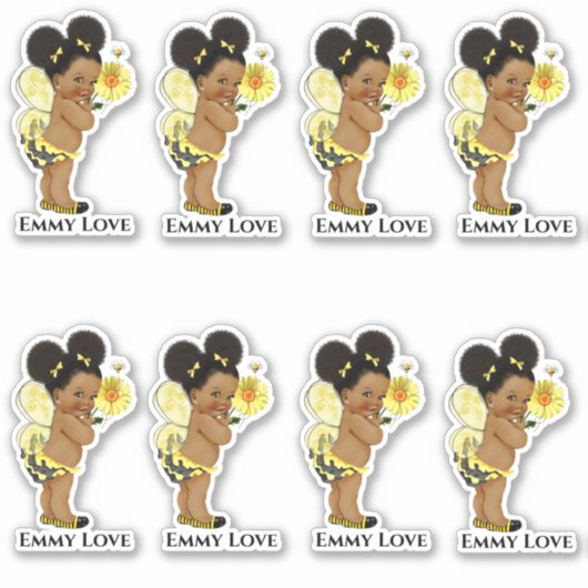 Queen Bee Girl Wings Yellow Black Stripes Sticker (Vorderseite)