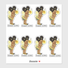 Queen Bee Girl Wings Yellow Black Stripes Sticker