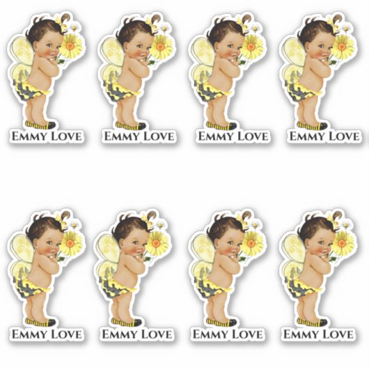 Queen Bee Girl Wings Yellow Black Stripes Sticker (Vorderseite)