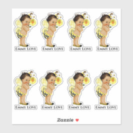 Queen Bee Girl Wings Yellow Black Stripes Sticker