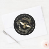 Queen Bee Gold Verziert Frame Honey Label Black Runder Aufkleber (Umschlag)