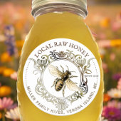 Queen Bee Gold Verziert Frame Raw Honey Runder Aufkleber