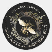 Queen Bee Gold Verzierte Rahmen Bienenwachs Lip Ba Runder Aufkleber (Vorderseite)