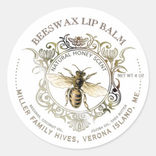 Queen Bee Gold Verzierte Rahmen Bienenwachs Lippen Runder Aufkleber