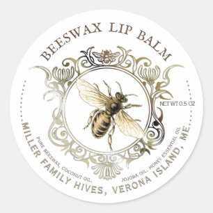 Queen Bee Gold Verzierte Rahmen Bienenwachs Lippen Runder Aufkleber