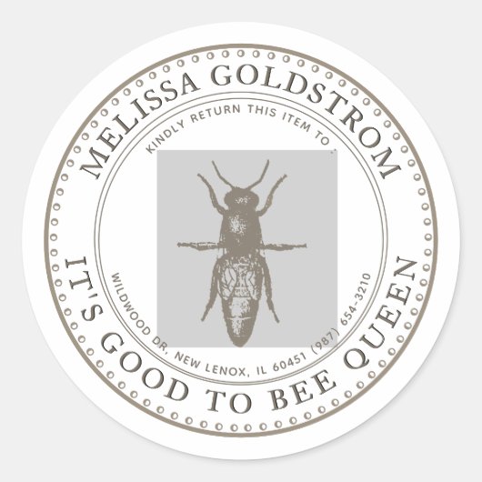 Queen Bee Gut, Königin Beekeeper ID Sticker zu sei (Vorderseite)