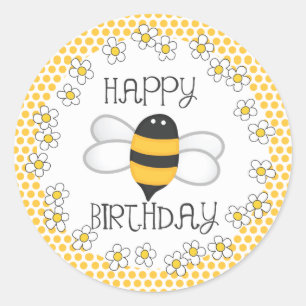 Queen Bee Happy Birthday Gastgeschenk Runder Aufkleber