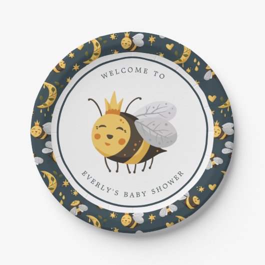 Queen Bee Honey Bee Niedlich Baby Dusche Pappteller (Vorderseite)