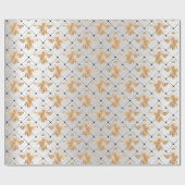 Queen Bee Honey Comb Grill Sepia Black Silver Grau Geschenkpapier (Flach)