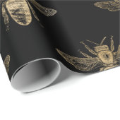 Queen Bee Honey Comb Metallic Bronze Black Geschenkpapier (Rolleneckpunkt)