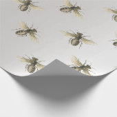 Queen Bee Honey Comb Metallic Bronze Grau Sepia Geschenkpapier (Ecke)
