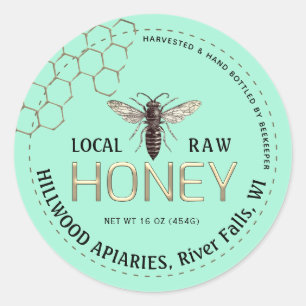 Queen Bee Honey Jar Label Local Raw Hand Flasche Runder Aufkleber
