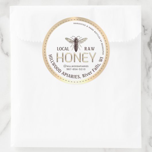 Queen Bee Honey Jar Label Local Raw Hand Flasche Runder Aufkleber (Tasche)