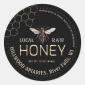 Queen Bee Honey Jar Label Local Raw Hand Flasche Runder Aufkleber (Vorderseite)