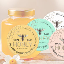Queen Bee Honey Jar Label Local Raw Hand Flasche