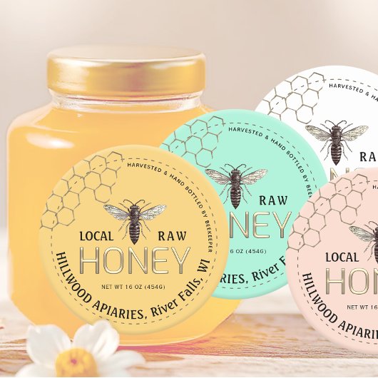Queen Bee Honey Jar Label Local Raw Hand Flasche Runder Aufkleber