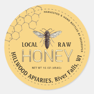 Queen Bee Honey Jar Label Local Raw Hand Flasche Runder Aufkleber