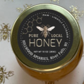 Queen Bee Honey Jar Label Raw Local Honey Black Runder Aufkleber