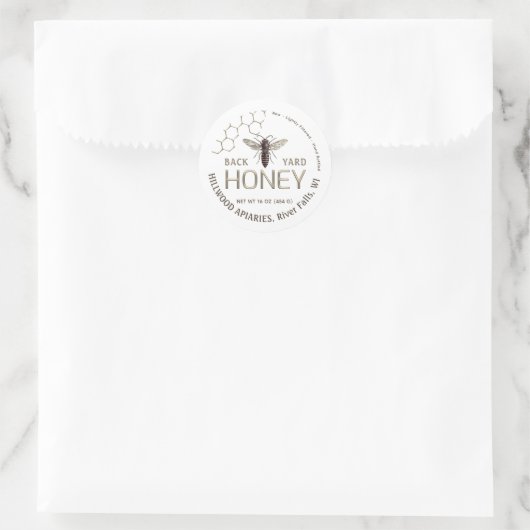 Queen Bee Honey Jar Label Raw Local Honeycomb Runder Aufkleber (Tasche)