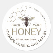 Queen Bee Honey Jar Label Raw Local Honeycomb Runder Aufkleber (Vorderseite)