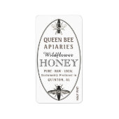 Queen Bee Honey mit Oval-Adresse oder Versandgröße Adressaufkleber (Vorne)
