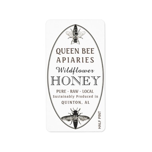 Queen Bee Honey mit Oval-Adresse oder Versandgröße Adressaufkleber (Vorne)