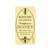 Queen Bee Honey mit Oval-Adresse oder Versandgröße Adressaufkleber (Vorne)
