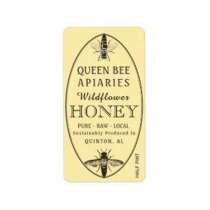 Queen Bee Honey mit Oval-Adresse oder Versandgröße Adressaufkleber