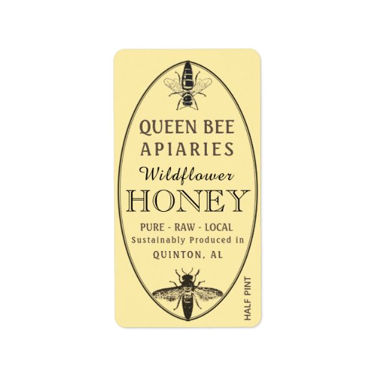 Queen Bee Honig mit ovaler Adresse oder Versandgrö Adressaufkleber (Vorne)