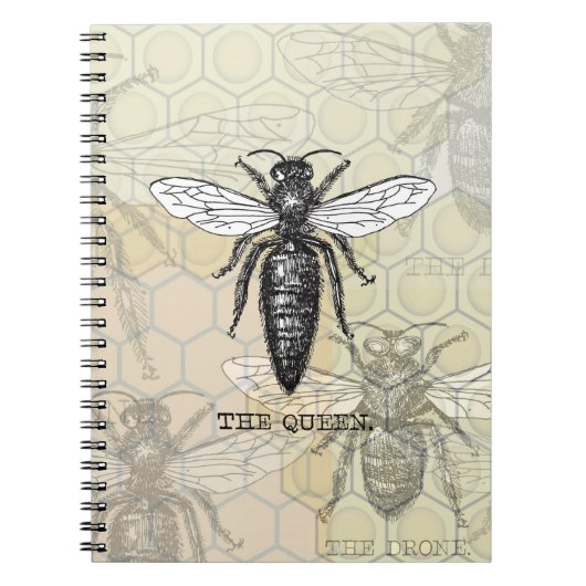 Queen Bee Illustration Bug Insect Notizblock (Vorderseite)