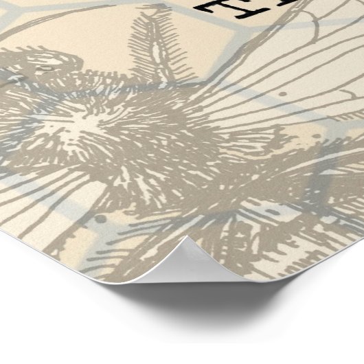 Queen Bee Illustration Bug Insect Poster (Ecke)