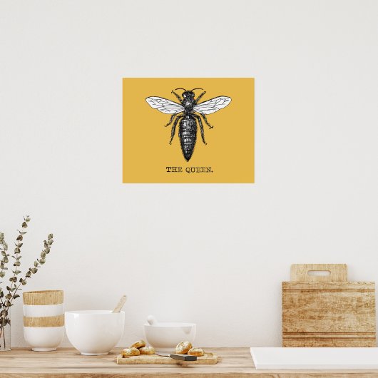 Queen Bee Illustration Bug Insect Poster (Küche)