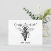 Queen Bee Illustration Classic Zeichnend Einladung (Stehend Vorderseite)