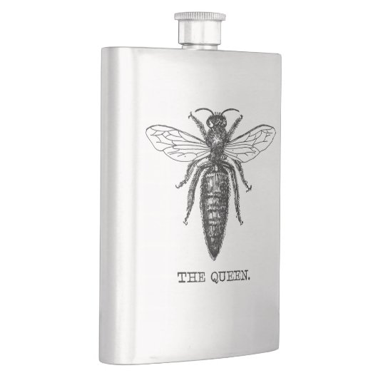 Queen Bee Illustration Classic Zeichnend Flachmann (Rechts)