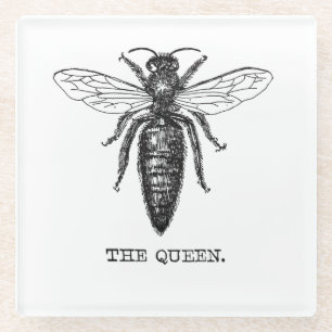 Queen Bee Illustration Classic Zeichnend Glasuntersetzer