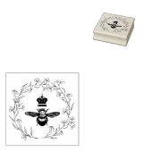 Queen Bee in einer Blume und Foliage Kranz Gummistempel (Stempel)