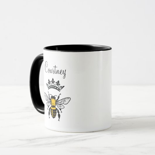 Queen Bee Mit Monogramm Tasse (Vorderseite Links)