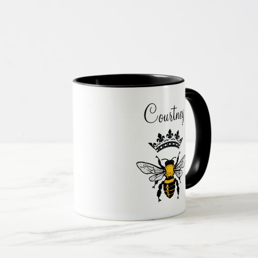 Queen Bee Mit Monogramm Tasse (VorderseiteRechts)