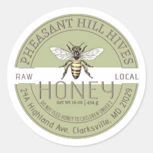 Queen Bee mit Säugling Warning Pure Raw Honey Labe Runder Aufkleber