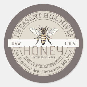 Queen Bee mit Säugling Warning Pure Raw Honey Labe Runder Aufkleber