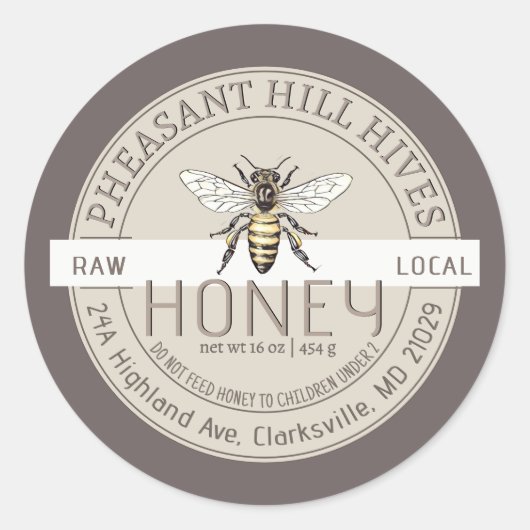 Queen Bee mit Säugling Warning Pure Raw Honey Labe Runder Aufkleber (Vorderseite)