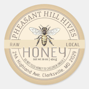 Queen Bee mit Säugling Warning Pure Raw Honey Labe Runder Aufkleber